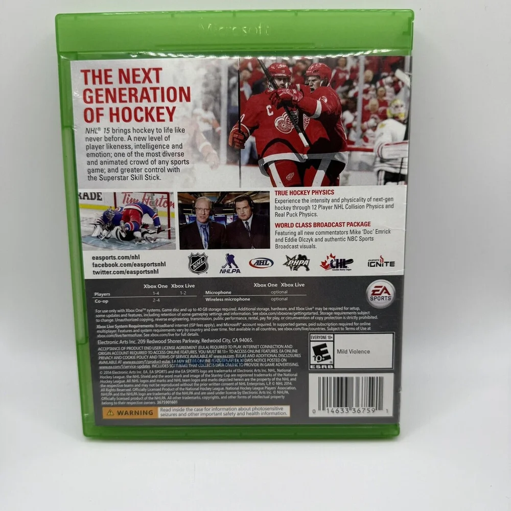 NHL15 Xbox One Tested And Working.‎ No Manual